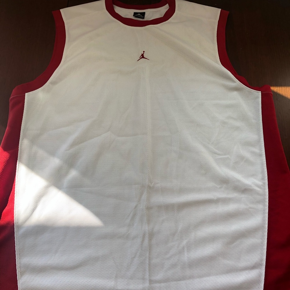 Jordan white red jersey tank top